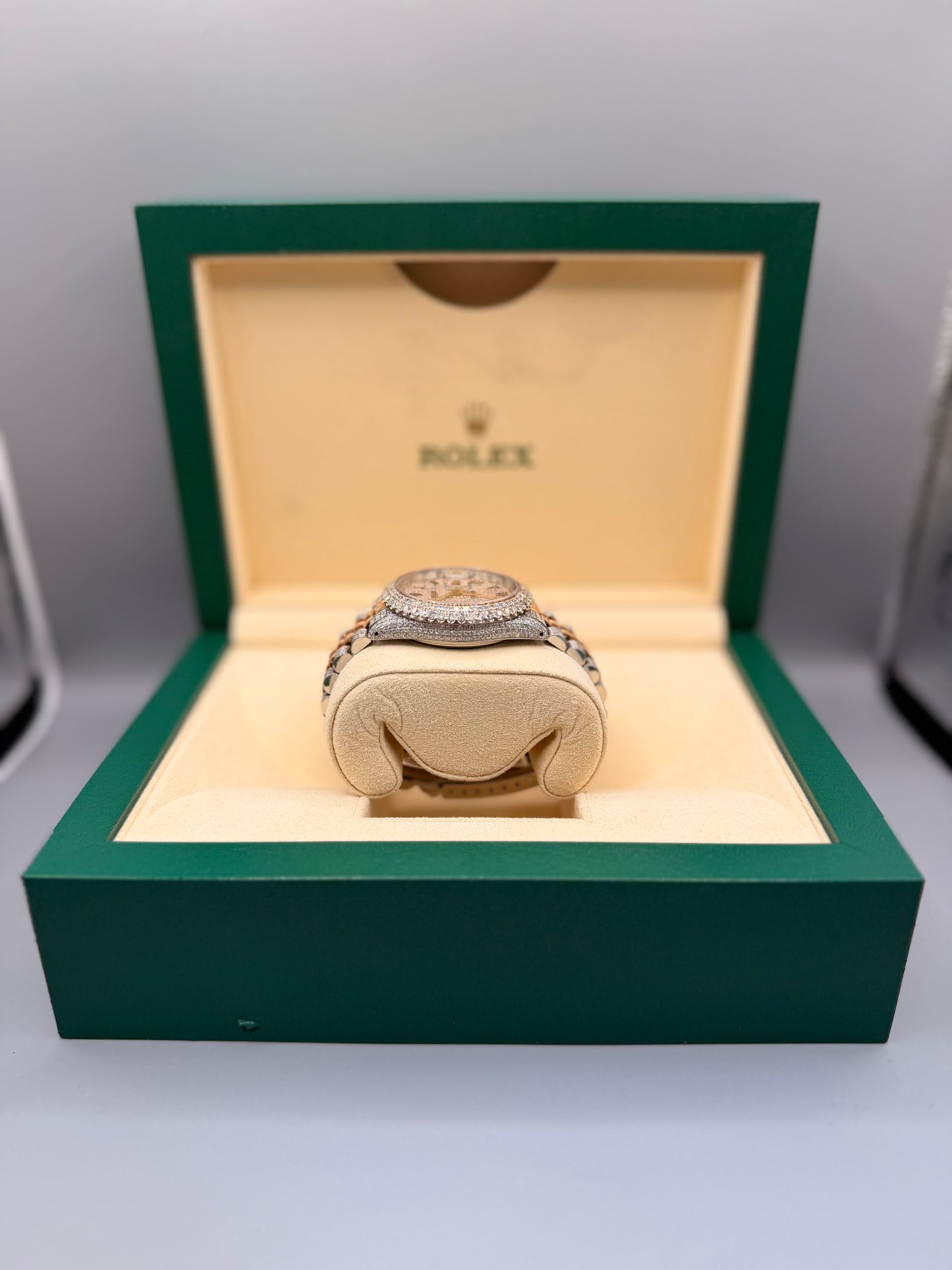 Rolex Datejust iced out Rose gold/ Stainless steel Jubilee with Iced out Arabic Numeral Diamond dial