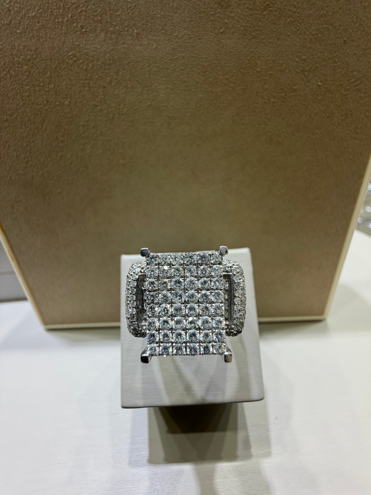 3 CTW Natural Diamond Rectangular Pavé Ring | 14K White Gold H-I I1