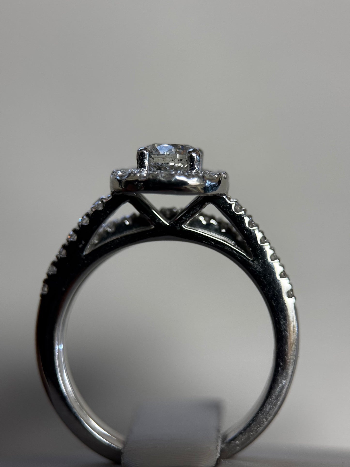 14K White Gold Round Halo Wedding Set – .25 Carat Center | 1 Carat Total Diamonds