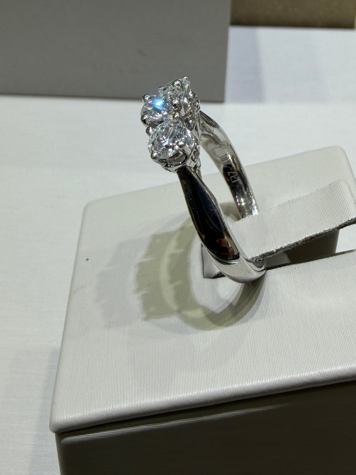 1.39 CTW GSI Certified Natural Diamond Three-Stone Engagement Ring | 18K White Gold