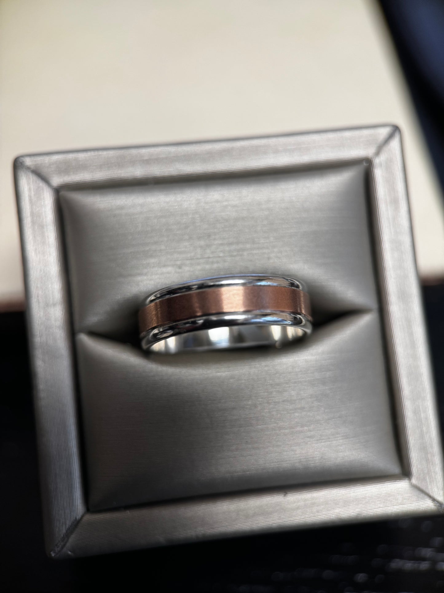 10k Two-Tone Wedding Ring Rose & white gold