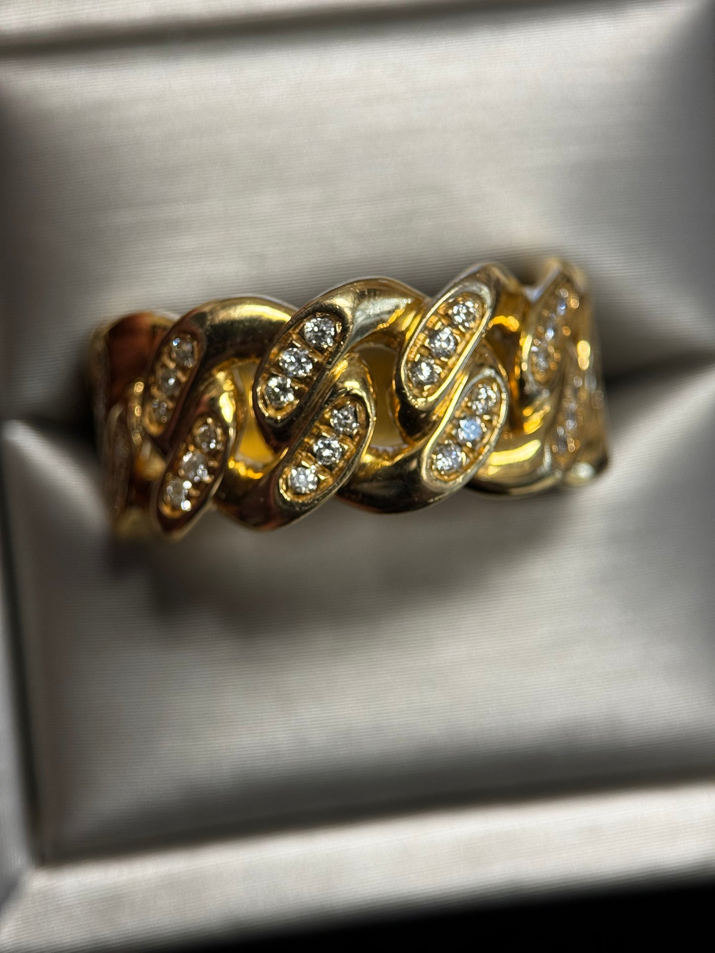 10.5MM CUBAN LINK DIAMOND RING 10k SOLID GOLD .52CTW