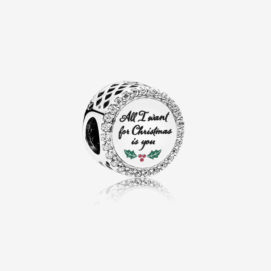 FINAL SALE - All I Want for Christmas Charm, Clear CZ