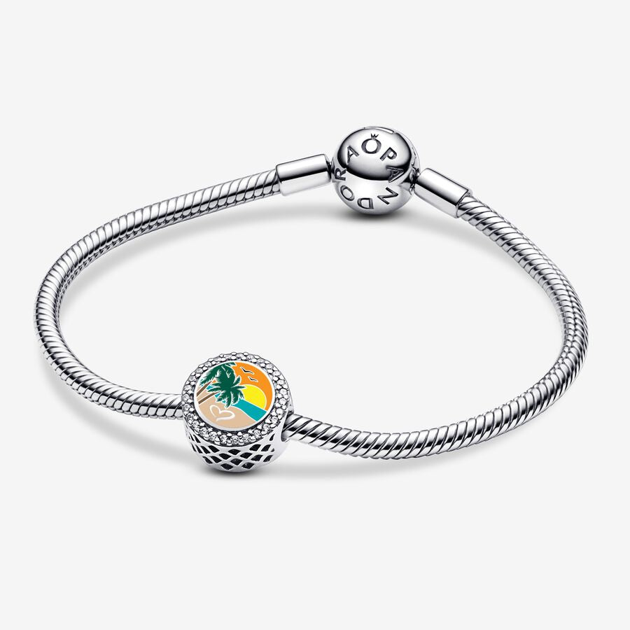 Engravable Beach Heart Scene Charm