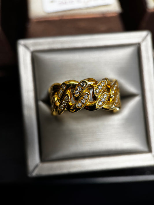 10.5MM CUBAN LINK DIAMOND RING 10k SOLID GOLD .52CTW