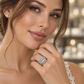 14k White Gold 1.97 CTW Natural Emerald-Cut Diamond Double Halo Wedding Set
