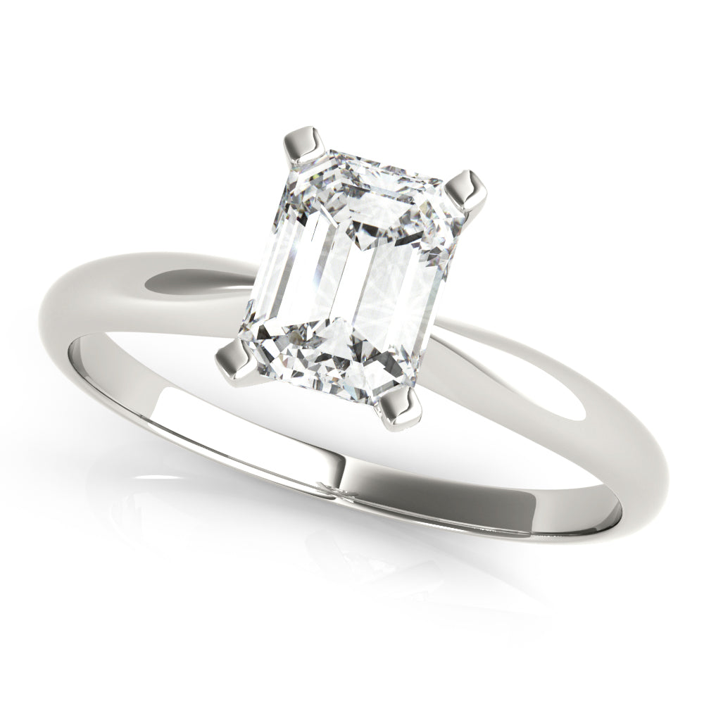 Solitaire Emerald Cut Engagement Ring