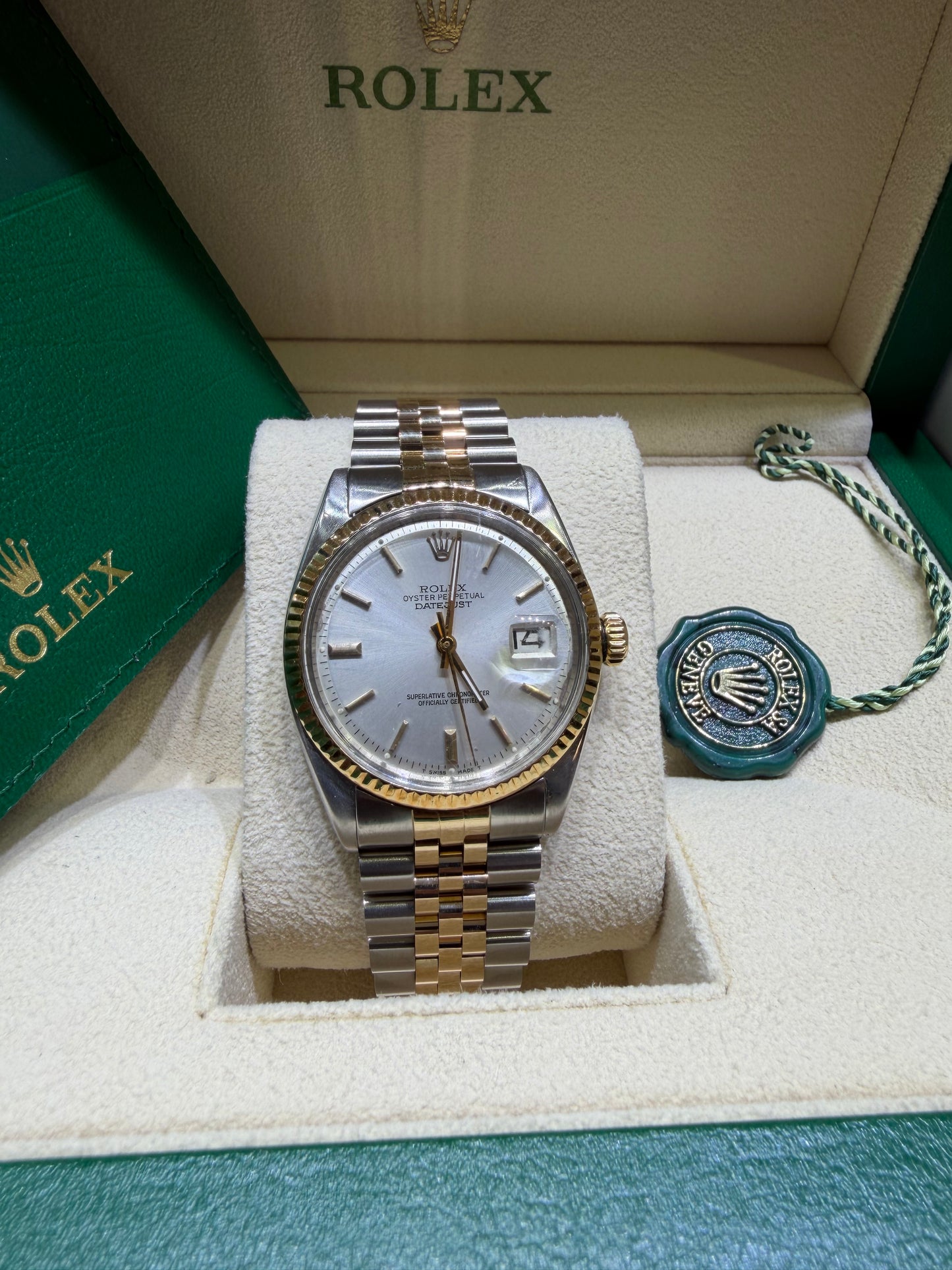 Rolex Watch For Men 1601 | 36MM | 18k Fluted Bezel | Silver Dial | Jubilee Band