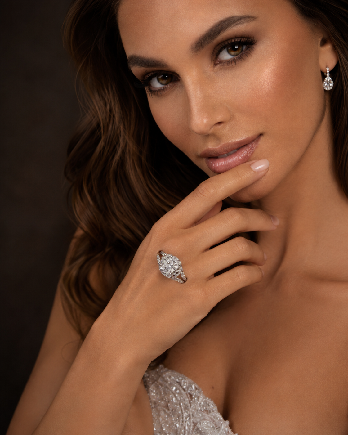 2.00 CTW Radiant-Style Composite Diamond Twist Halo Wedding Set in 14K White Gold – 0.53 CT Center
