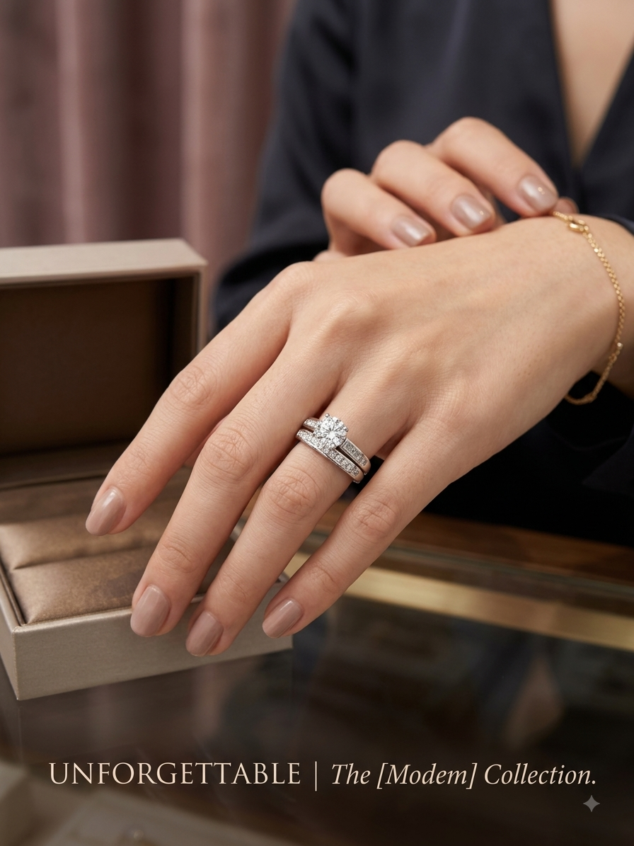 1.00 CTW Round Natural Diamond Solitaire Bridal Set in 10K White Gold | Monica Jewelers