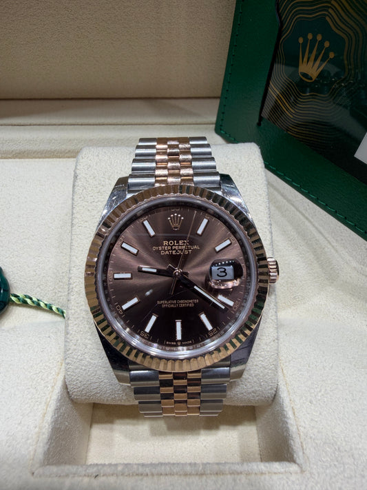 Rolex Datejust 41mm Everose Gold and Steel 126331 Choclate