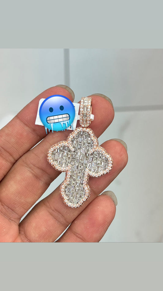 14k Rose Gold 6.90 ctw Cross pendant 2inches
