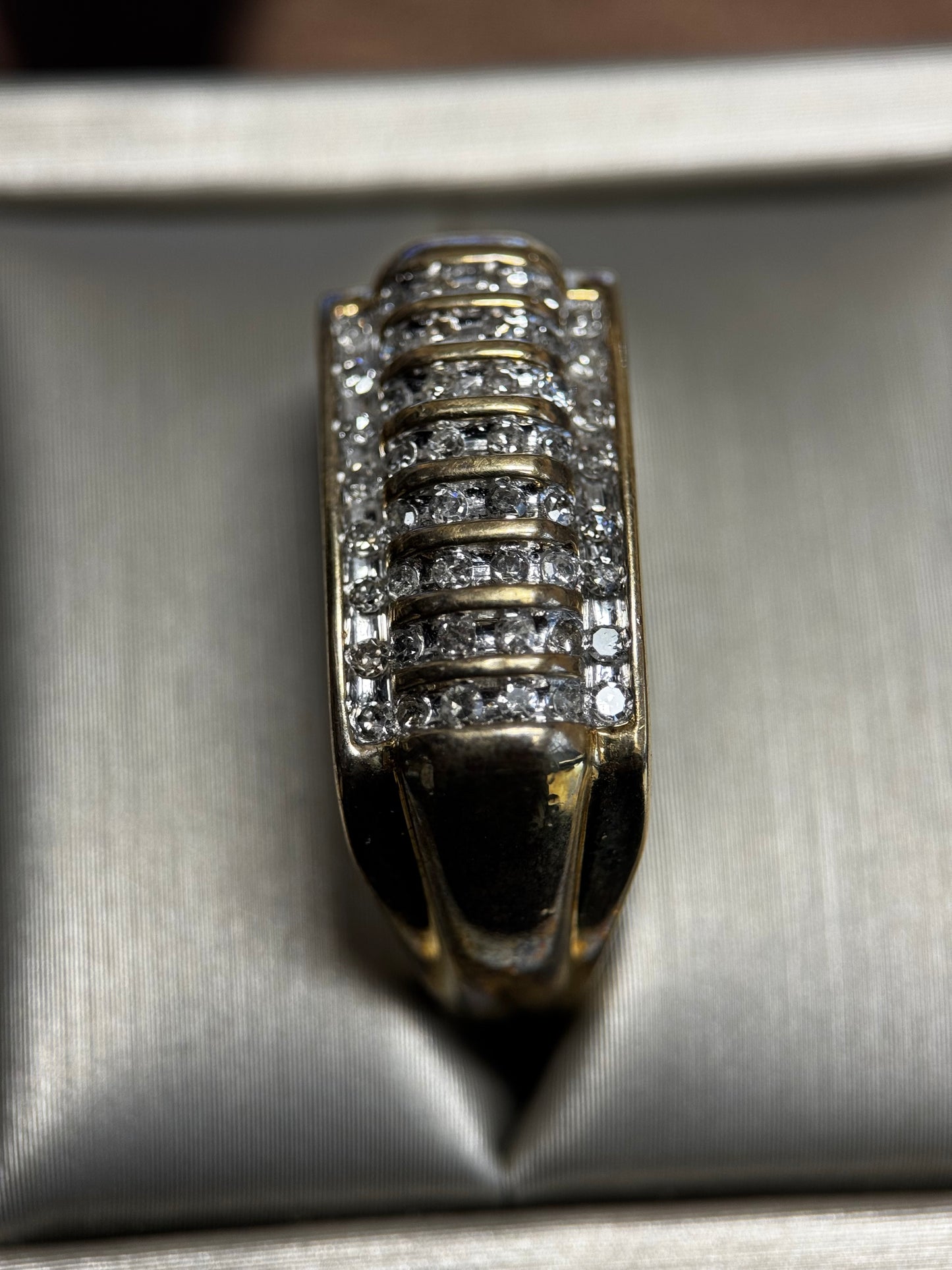 Men's 10K Yellow Gold Wide Diamond Round Cut Band Ring (1/2 ct)