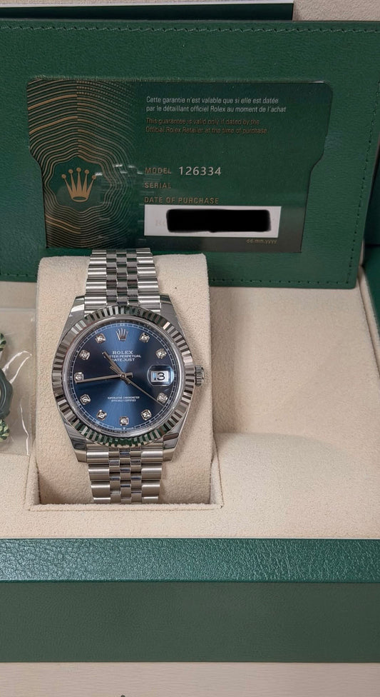 Rolex Datejust 41mm Stainless Steel 126334 Blue Diamond
