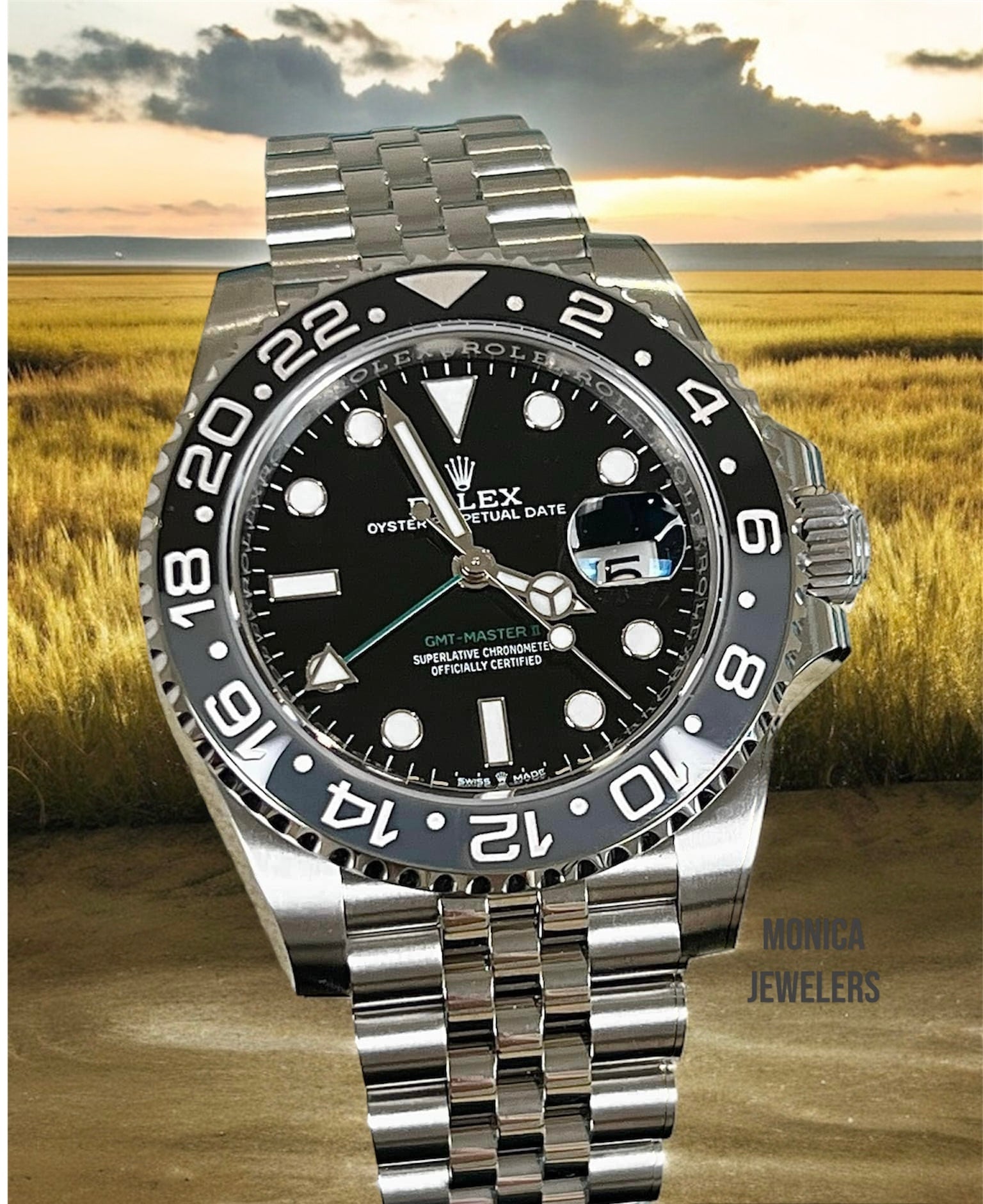 Rolex 126710GRNR GMT BRUCE WAYNE 2024 NEW – Monica Jewelers