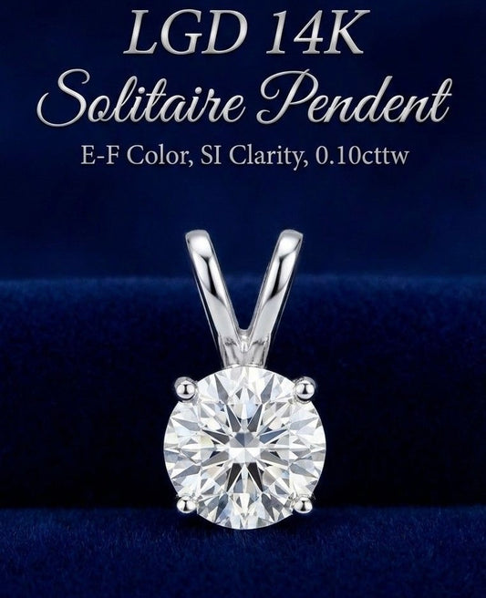 14k lab grown solitaire pendant