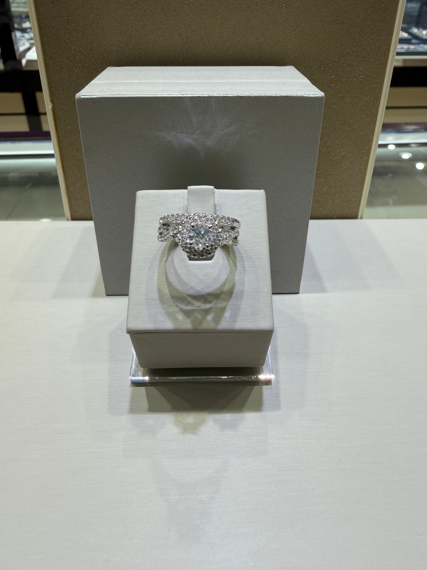 1.00 CTW Natural Diamond Round Halo Twist Bridal Set | 14K White Gold