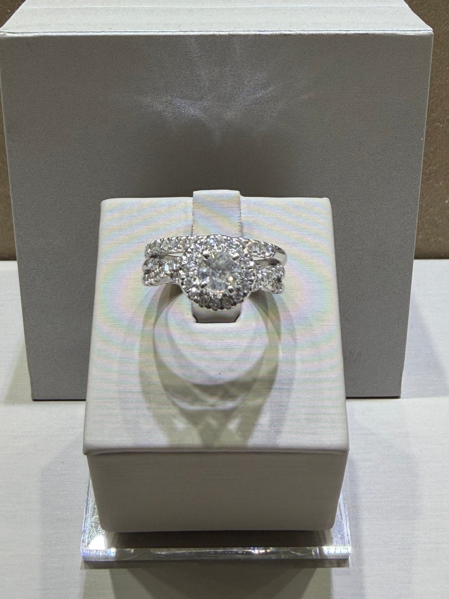 1.00 CTW Natural Diamond Round Halo Twist Bridal Set | 14K White Gold