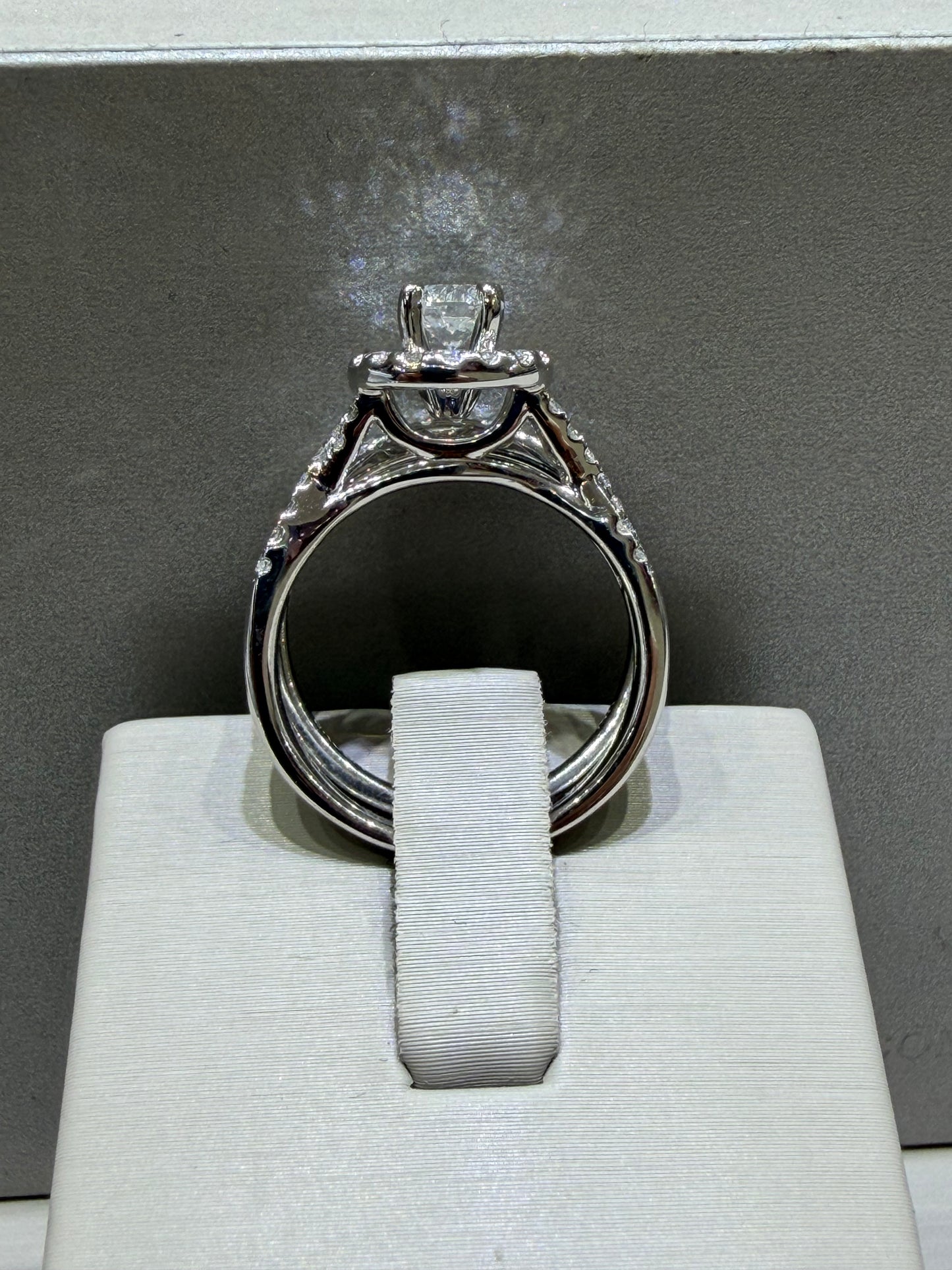 1.00 CTW Natural Diamond Round Halo Twist Bridal Set | 14K White Gold