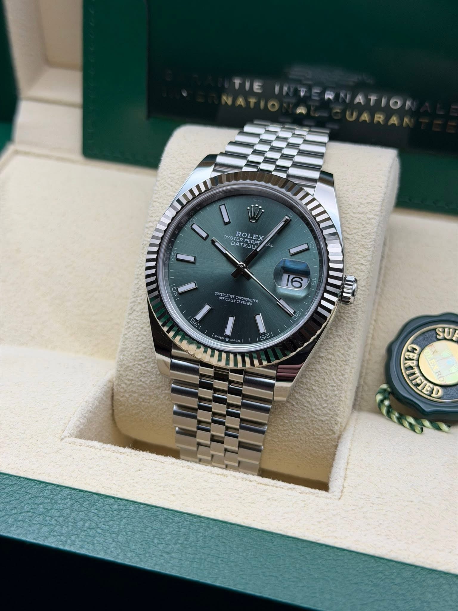 Rolex Datejust 41mm Stainless Steel 126334 GXJ Green | Monica Jewelers