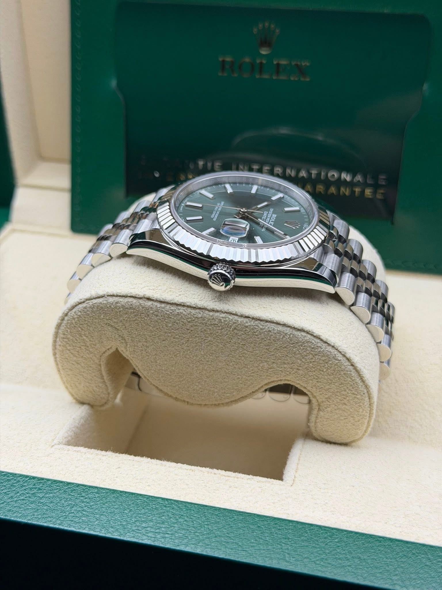 6044：ROLEX　GENEVE　JEWELRY　腕時計　ジャンク Rolex Datejust 41mm Stainless Steel 126334 GXJ Green – Monica Jewelers