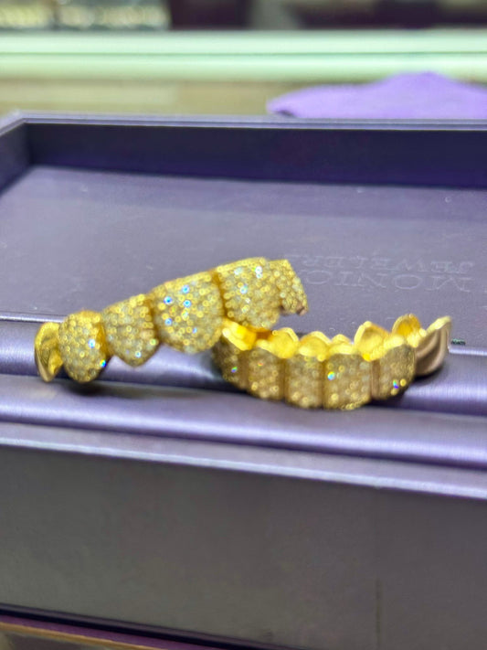 10K White Gold Lab Diamond men’s grill Custom made to order set . Starting 6x6 Top and bottom