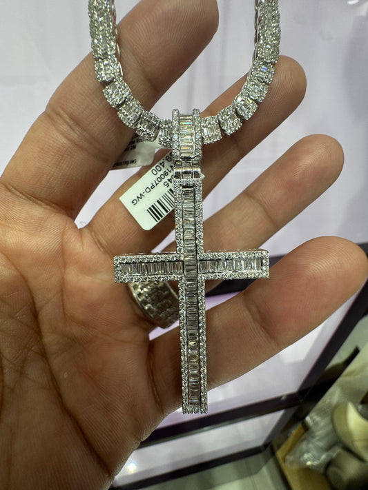 10k white gold diamond cross 13ctw