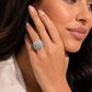 3 CTW Natural Round & Baguette Diamond Halo Ring | 14K White Gold
