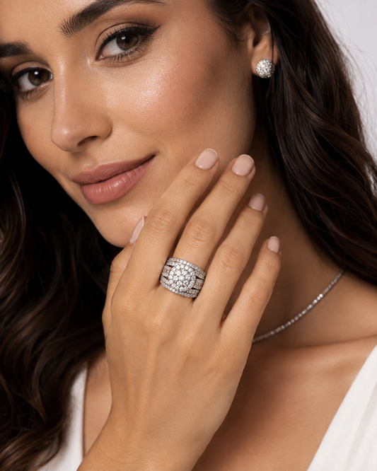 3 CTW Natural Diamond Composite Halo Ring | 10K Yellow Gold, G SI