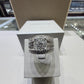 1.50 CTW Round Halo Diamond Engagement Ring | 14K White Gold Wide Band