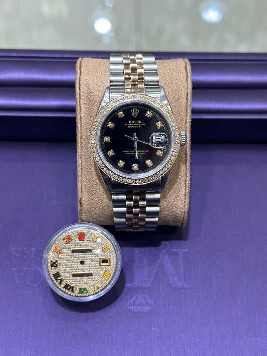 Rolex Datejust 36mm custom diamond bezel diamond dial and jubilee band