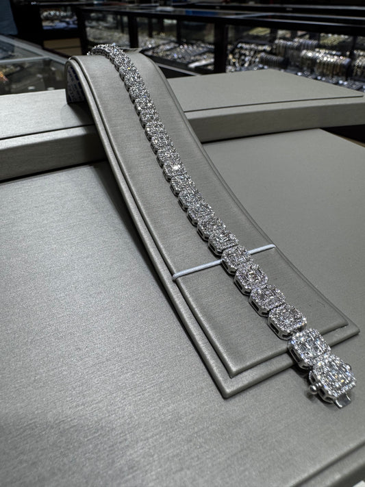 10K Gold Diamond Square Baguette Tennis Bracelet 5.76ctw 8mm