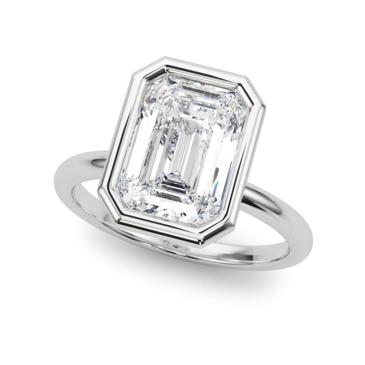 Solitaire Bezel Set Emerald Cut Engagement Ring