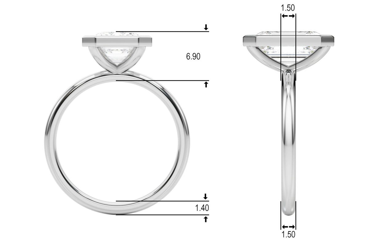 Solitaire Bezel Set Emerald Cut Engagement Ring