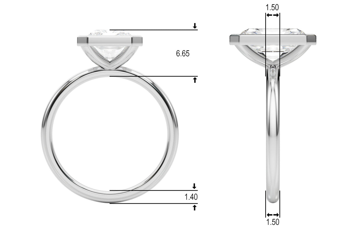 Solitaire Bezel Set Radiant Engagement Ring