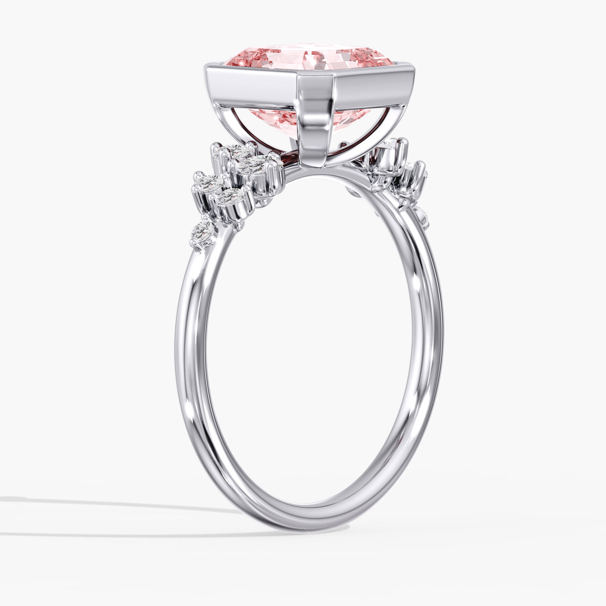 Lab Diamond Fancy Intense Pink Asscher Cut Ring 3 1/5 Ct.