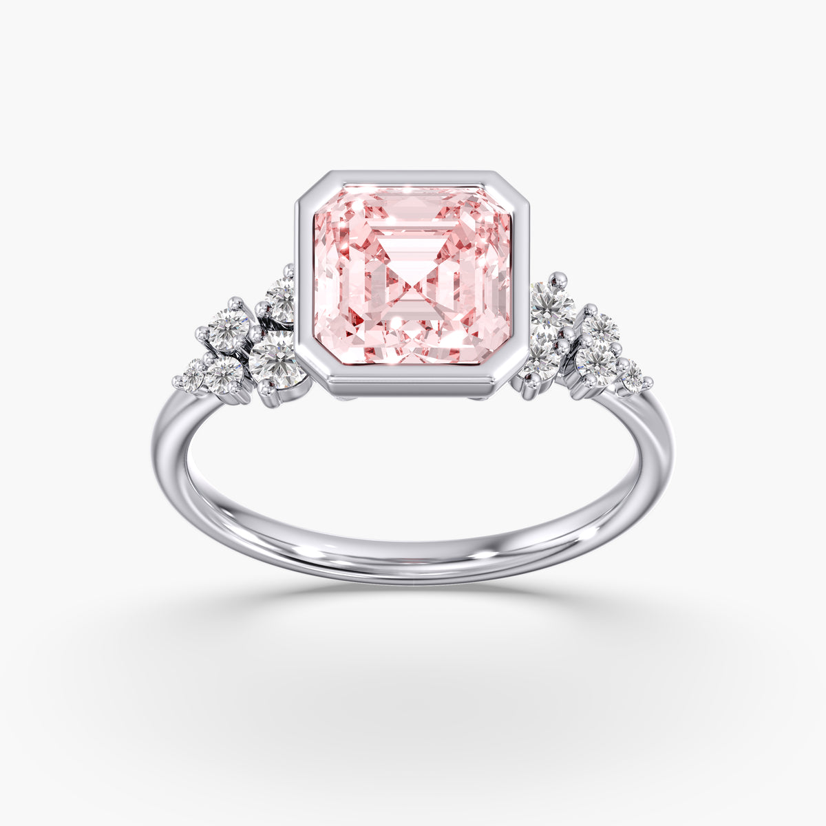 Lab Diamond Fancy Intense Pink Asscher Cut Ring 3 1/5 Ct.