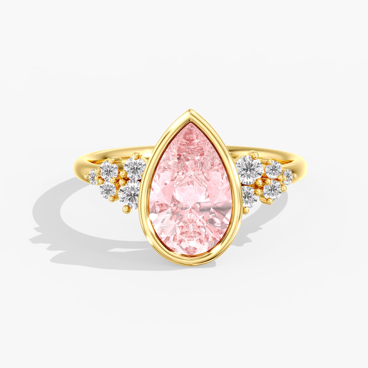 Lab Diamond Pear Fancy Vivid Pink Ring 3 Ct.