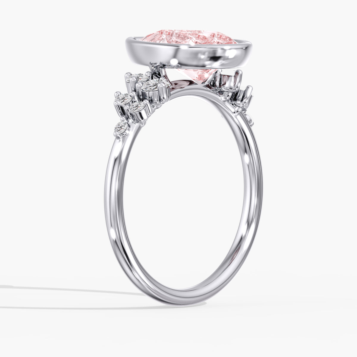 Lab Diamond Pear Fancy Vivid Pink Ring 3 Ct.