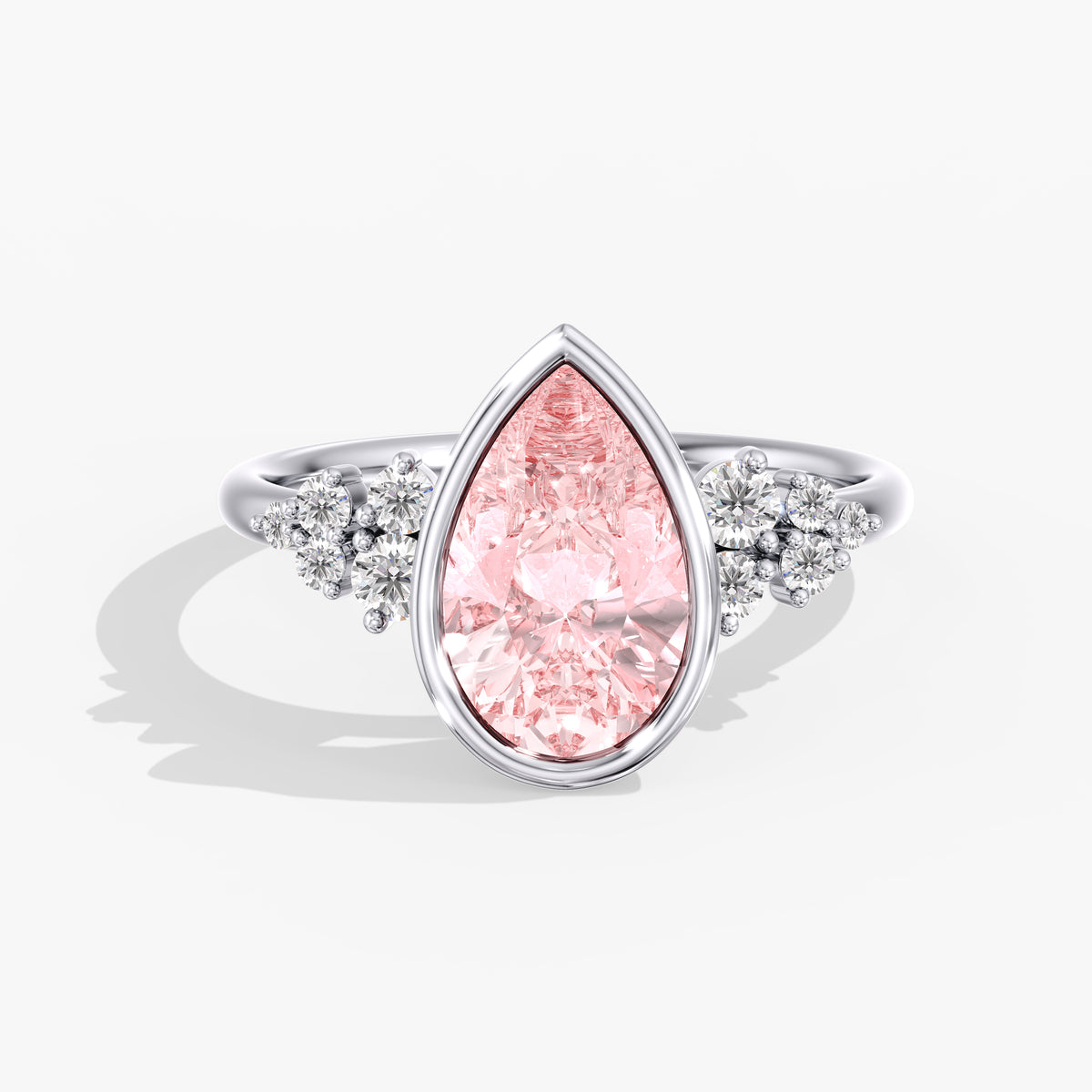 Lab Diamond Pear Fancy Vivid Pink Ring 3 Ct.