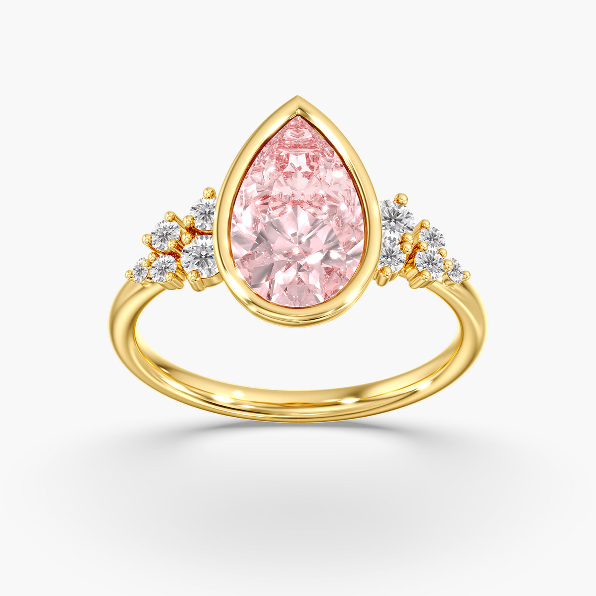 Lab Diamond Pear Fancy Vivid Pink Ring 3 Ct.