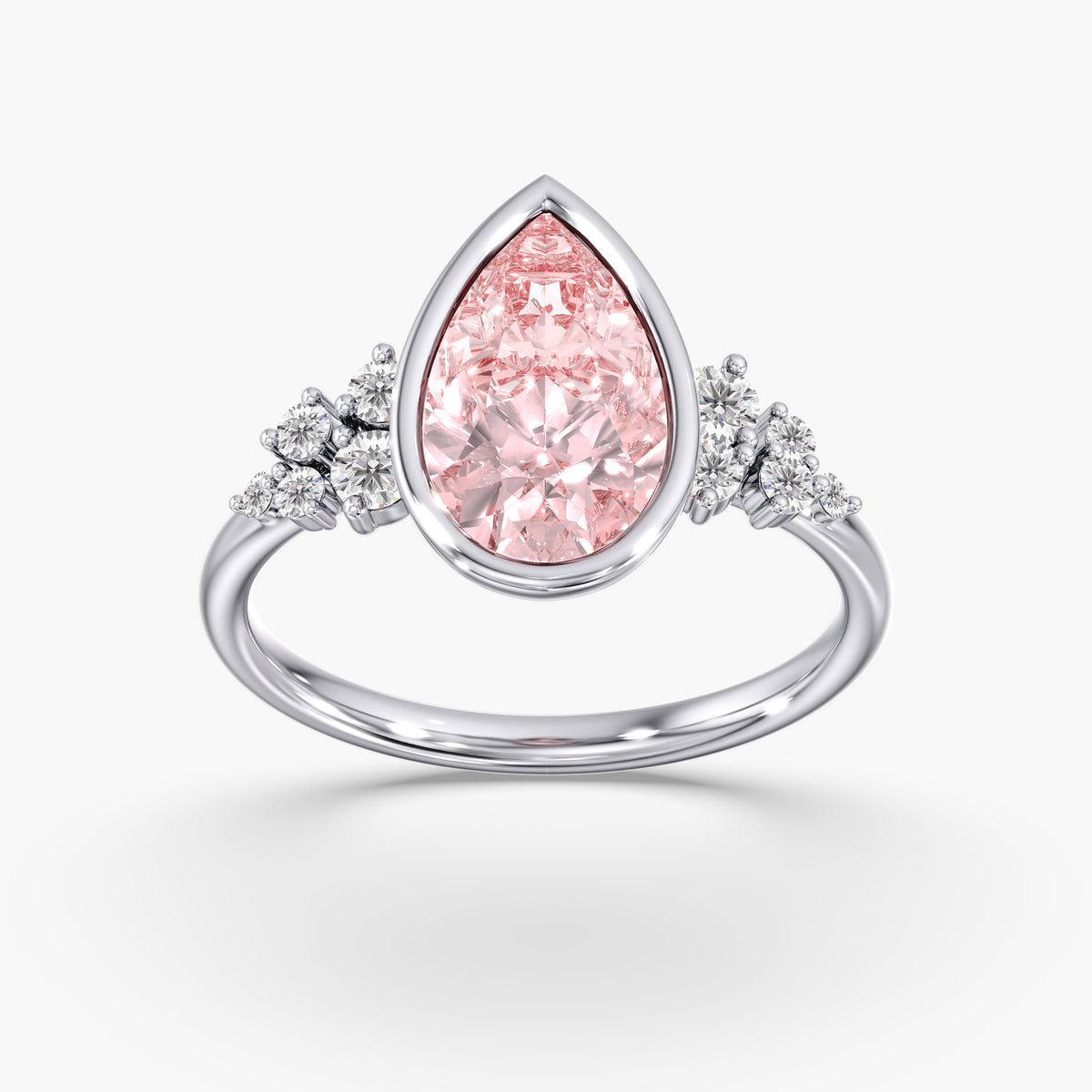 Lab Diamond Pear Fancy Vivid Pink Ring 3 Ct.