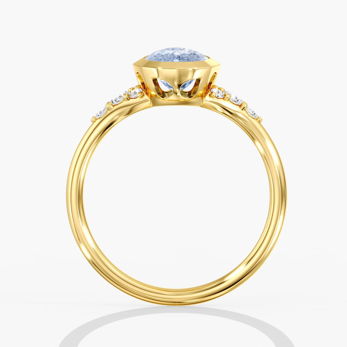 Lab Diamond Fancy Vivid Blue Elongated Cushion Ring 2 1/5 Ctw.