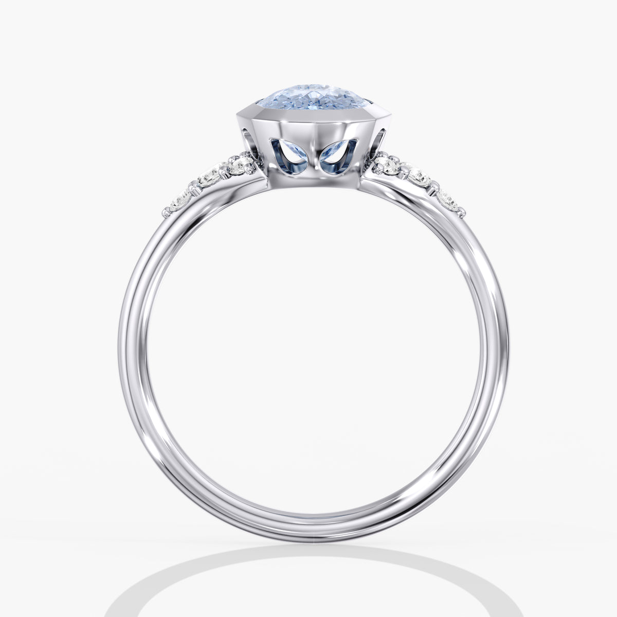 Lab Diamond Fancy Vivid Blue Elongated Cushion Ring 2 1/5 Ctw.