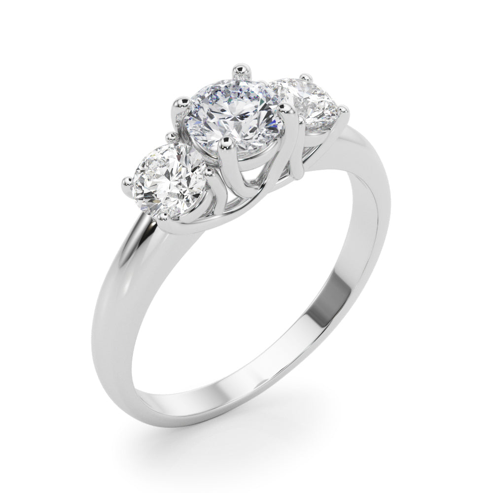 3-Stone Round Trellis Engagement Ring