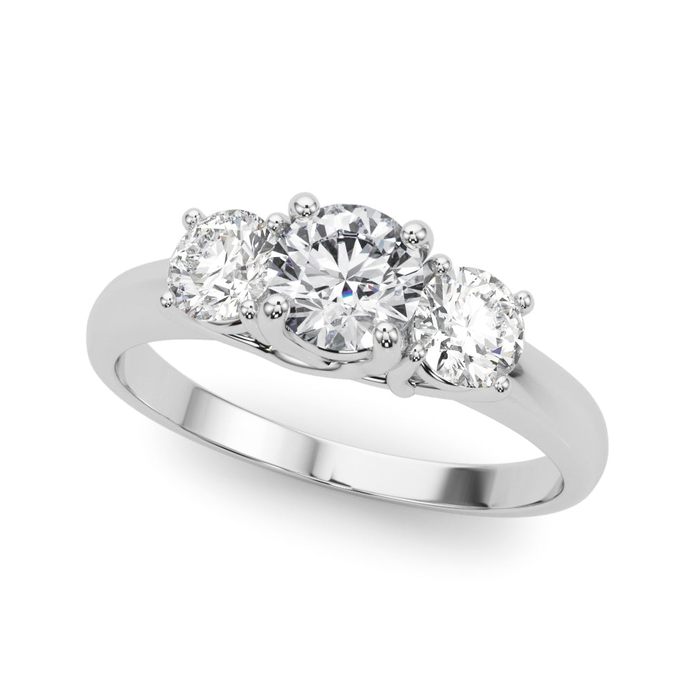 3-Stone Round Trellis Engagement Ring
