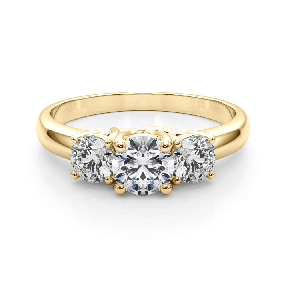3-Stone Round Trellis Engagement Ring
