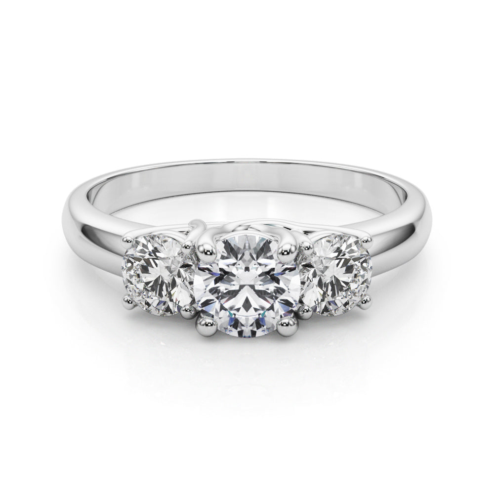 3-Stone Round Trellis Engagement Ring
