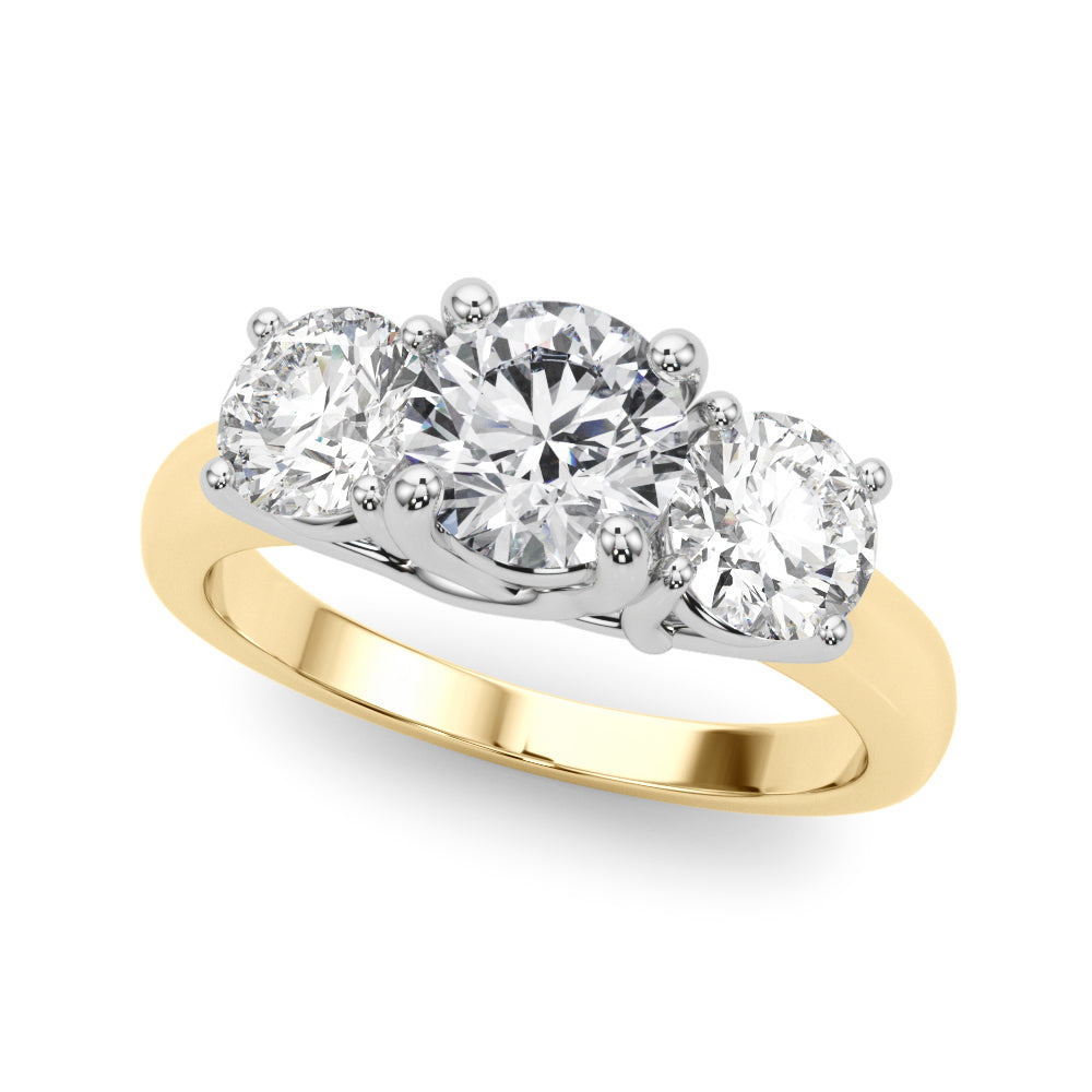 3-Stone Round Trellis Engagement Ring
