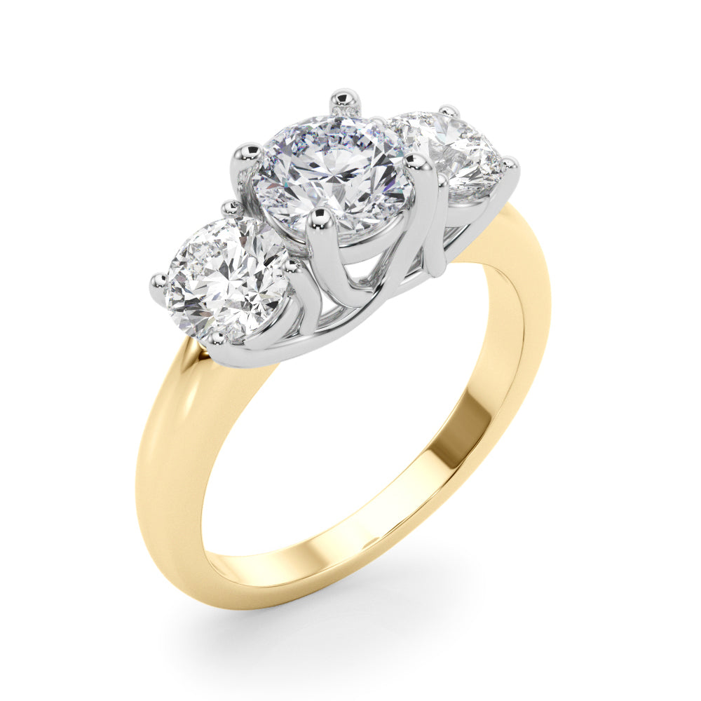 3-Stone Round Trellis Engagement Ring